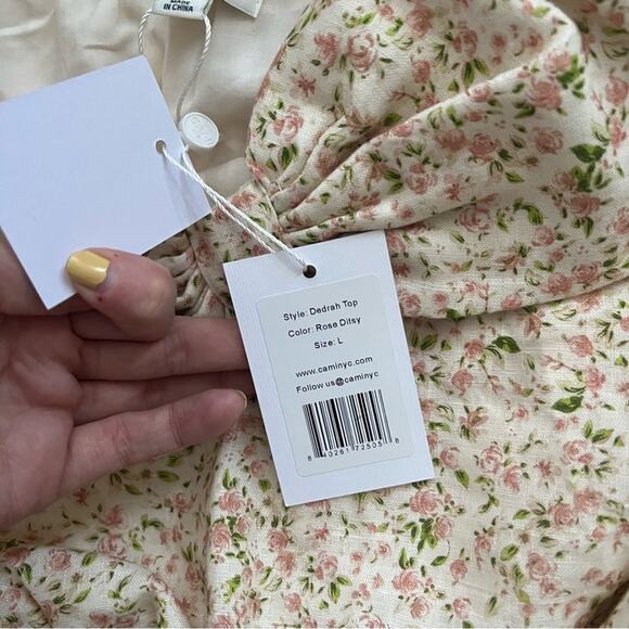 CAMI NYC Dedrah Strapless Crop Top in Rose Ditsy - Picture 5 of 5